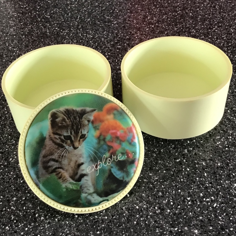 Vintage Hallmark Trinket Jewelry Stacking Box Kitten Exploring Springbok Edition